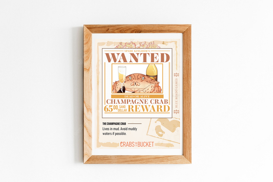 Champagne Crab Wanted Poster